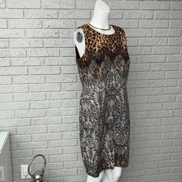 Ann Taylor Women Leopard & Lace Print Shift Dress Size 10 - Picture 3 of 11